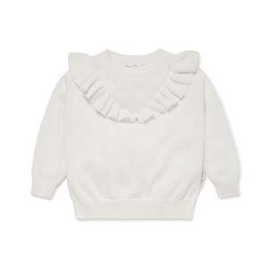 Baby wear: Organic Cotton Ruffle Knit Jumper | Ivory