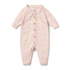 Knitted Cable Growsuit | Pink