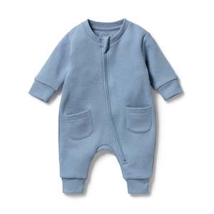 Organic Cotton Quilted Growsuit | Storm Blue