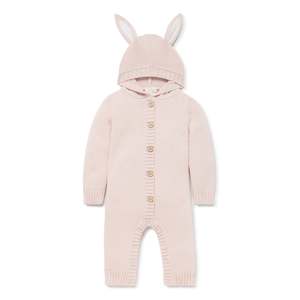 Organic Cotton Knit Romper Mauve | Bunny Ears