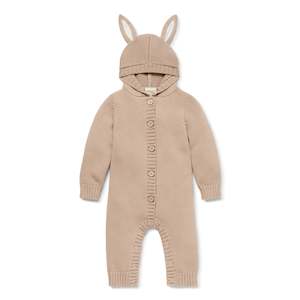 Organic Cotton Knit Romper Taupe | Bunny Ears