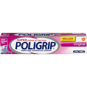 Super POLIGRIP Denture Adhesive Cream Original Zinc Free 68g