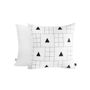 Products: Triangle Grid Square Cushion - White Sugaa and Co