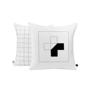 Cross/Black Grid Cushion - White Sugaa and Co