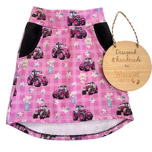 Gift: Skirt - JUST IN Gingham pink tractor