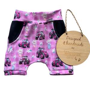 Harem Shorts- NEW Gingham tractors  limited edition