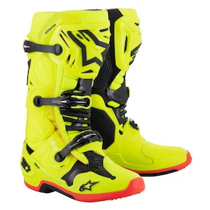 Boots: Tech-10 MX Boots Yellow Fluoro