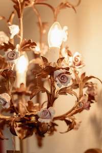 Furniture wholesaling: Vintage French Tole Chandelier | Pink Roses