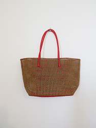 Clothing: Hand made shopping basket-olive+red