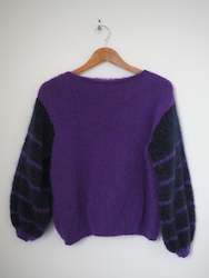 Hand knit jumper - purple + indigo