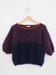 Clothing: Hand knit jumper - Indigo+ purple