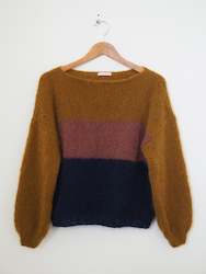 Clothing: Hand knit jumper - Warm tones