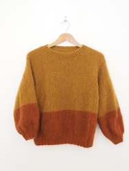 Clothing: Hand knit jumper - Copper + bark