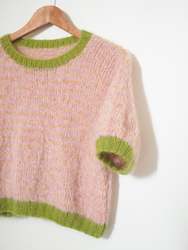 Clothing: Hand knit jumper - Lilac + rose cloud