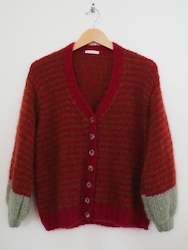 Hand knit cardi - Scarlet Copper Sage