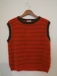 Hand knit vest -Tangerine