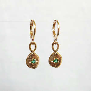 Clothing: Sun charm earrings - Forest green