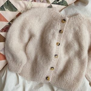 Novice Cardigan Mini Mohair Edition Knitting Pattern - PetiteKnit