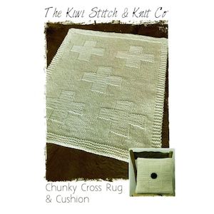 Chunky Cross Rug & Cushion Knitting Pattern - 14Ply