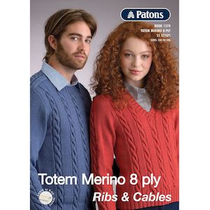 Haberdashery: Totem Merino 8Ply Ribs & Cable Pattern Book (1270)