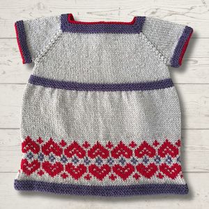 Haberdashery: Dress with Heart Detail Hem Knitting Pattern (K3014)