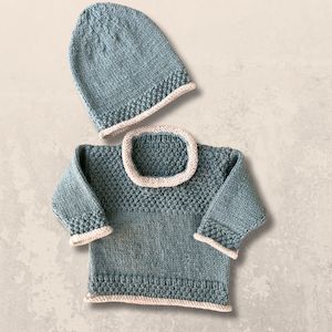 Sweater & Hat with Contrast Edges Knitting Pattern (K3020)