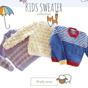 3 Kids Sweater Collection Knitting Pattern (1911)