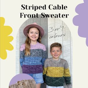 Striped Cable Front Sweater Knitting Pattern (2301)