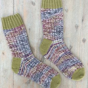 Two Tone Socks with Rib Detail Knitting Pattern (N1729)