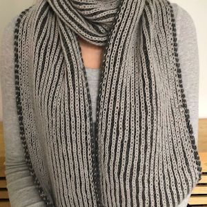 Haberdashery: Two Colour Fisherman's Rib Scarf Kitting Pattern (N1704)