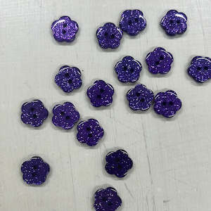 Flower Buttons - Purple Glitter(15mm)