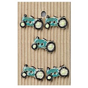 Haberdashery: Handmade Buttons Tractors - Set of 5 (L131)