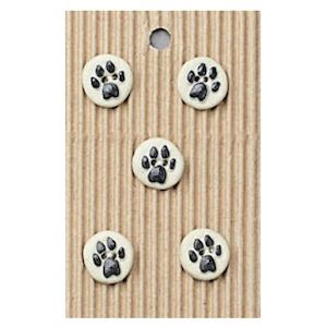 Handmade Buttons Paw Prints - Set of 5 (L055)