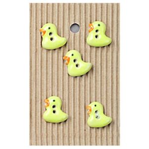 Haberdashery: Handmade Buttons Yellow Ducklings - Set of 5 (L164)