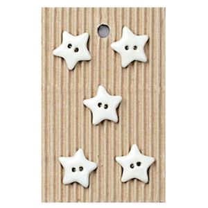 Handmade Buttons White Stars - Set of 5 (L235)