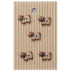 Haberdashery: Handmade Buttons Dogs - Set of 5 (L540)