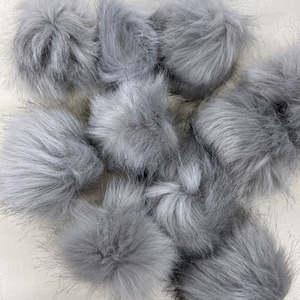 Haberdashery: Pom Poms Light Grey - 8cm with Elastic Loop