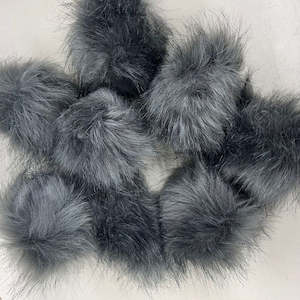 Pom Poms Dark Grey - 8cm with Elastic Loop