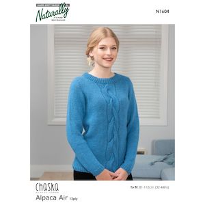 Sweater with Large Cable Knitting Pattern (N1604)