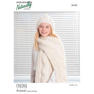 Sumptuous Cable Scarf & Beanie Knitting Pattern (N1601)