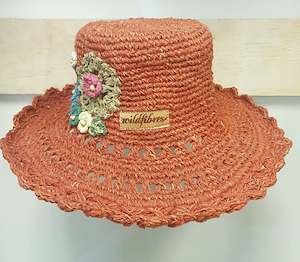 Hand made Crochet flowers hemp hat