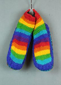 Flower: Wool knit slippers - Rainbow