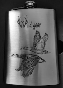 Products: Flying Mallard Pair Stainless Steel hipflask set