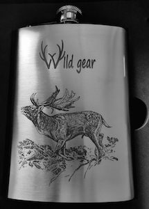 Products: Fallow Buck Croaking Stainless Steel hipflask set