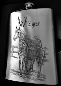 Horse and Foal Stainless Steel hipflask set