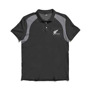 Mens Polos Rugby: Mens New Zealand Polo Shirt - Silver Fern