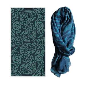 Bandanas Scarves: Wild Kiwi Scarf - Kowhaiwhai