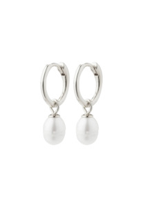 Pilgrim Berthe Recycled Pearl Hoop Earrings - Silver Plated