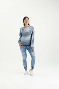 Womenswear: HOME-LEE KAYLA CREW - STORMY STRIPE