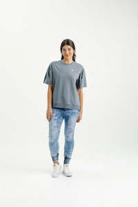 Womenswear: HOME-LEE WYLDER TEE - STORM WITH LIME X